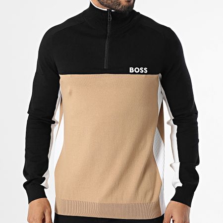 BOSS - Jersey con cremallera Hydro 50528740 Camel Negro Blanco