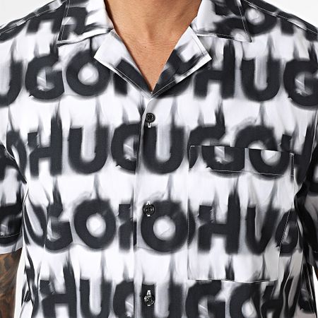 HUGO - Ellino Camisa Manga Corta 50534240 Blanco Negro