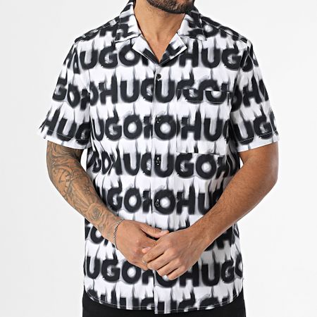 HUGO - Ellino Camisa Manga Corta 50534240 Blanco Negro