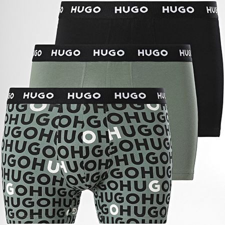 HUGO - Juego De 3 Boxers De Diseño 50532559 Caqui Verde Negro