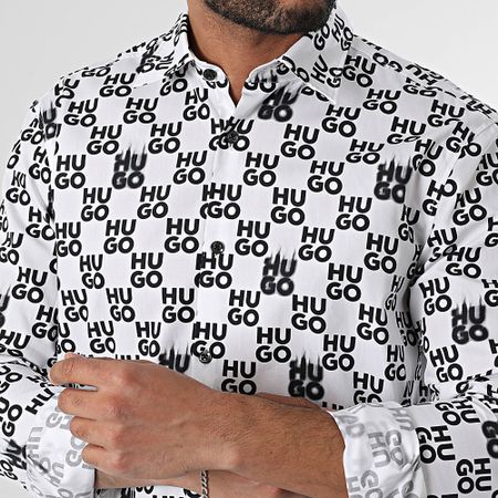 HUGO - Camisa de manga larga Ermo 50534257 Blanco Negro