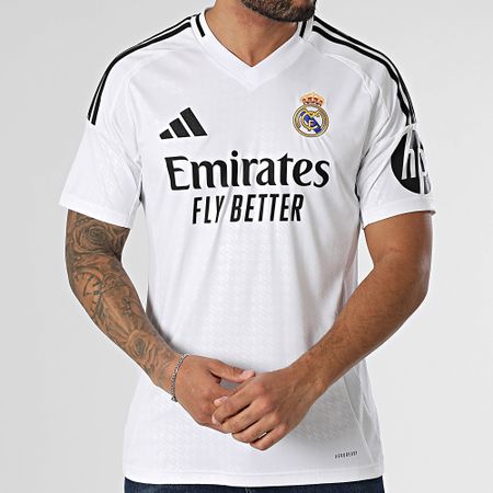 Adidas Originals - Camiseta de fútbol con cuello en V del Real Madrid JX2136 Blanca