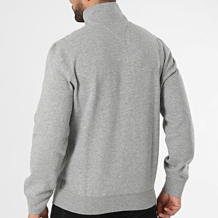 Tommy Hilfiger - Essential 7233 Sudadera con cuello de cremallera gris jaspeado