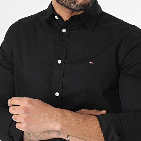 Tommy Hilfiger - Flex Popelina Kent Cuello Camisa Manga Larga 8137 Negro