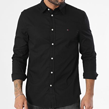 Tommy Hilfiger - Flex Popelina Kent Cuello Camisa Manga Larga 8137 Negro
