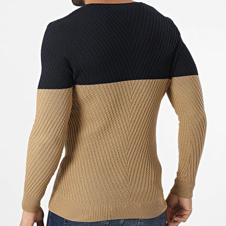 Classic Series - Camel Navy Jersey con cuello en V