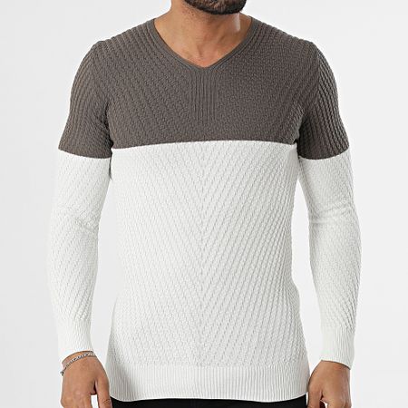 Classic Series - Blanco Topo Jersey con cuello en V