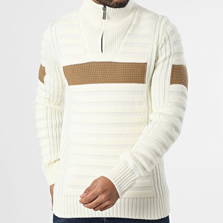 Classic Series - Jersey cuello cremallera crudo