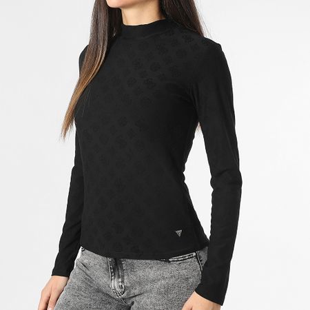 Guess - Camiseta de manga larga para mujer V5RI03-KCLG2 Negro