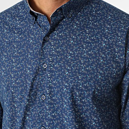 Armita - Camisa azul marino floral de manga larga