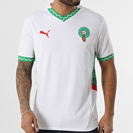 Puma - Camiseta réplica con cuello en V de Marruecos FRMF 777706 Blanca