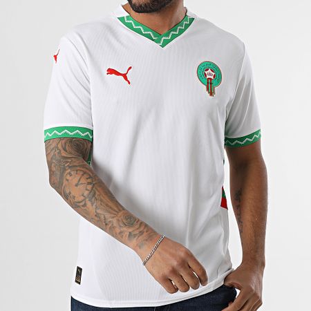 Puma - Camiseta réplica con cuello en V de Marruecos FRMF 777706 Blanca