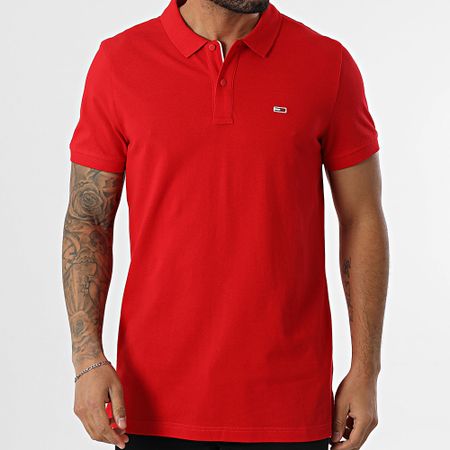 Tommy Jeans - Polo de manga corta Placket Slim 8312 Rojo