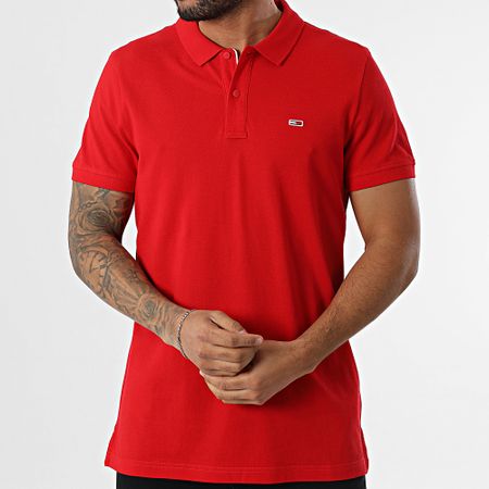 Tommy Jeans - Polo de manga corta Placket Slim 8312 Rojo