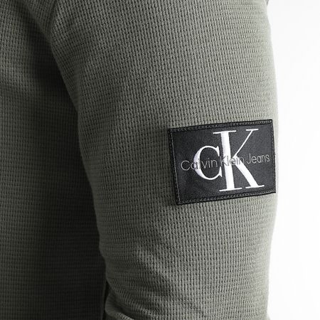 Calvin Klein - Sudadera Monogram Badge Waffle Crewneck 3485 Verde caqui