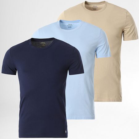Polo Ralph Lauren - Lote de 3 camisetas Original Player Beige Azul claro Azul marino