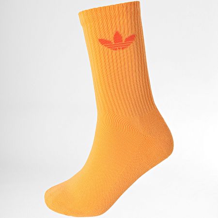 Adidas Originals - Lote de 6 pares de calcetines Trefoil Crew JI9505 Amarillo Rosa Verde Azul Naranja Morado