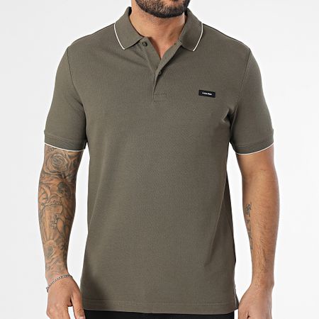 Calvin Klein - Polo Manga Corta Slim Stretch Piqué Volante 2751 Verde Caqui