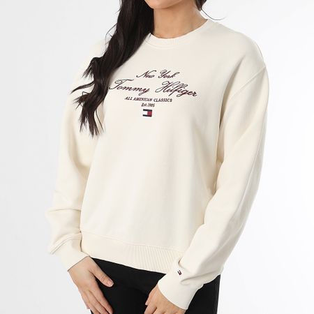 Tommy Hilfiger - Sudadera de cuello redondo para mujer Reg Script 3844 Beige