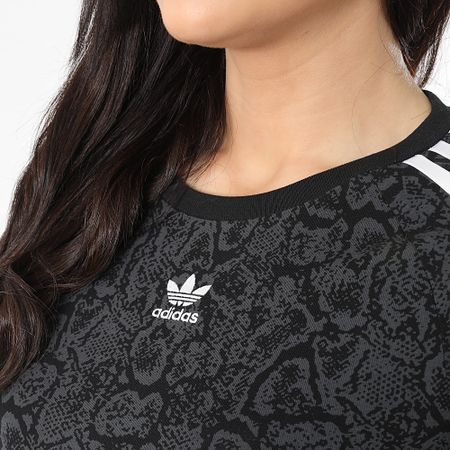 Adidas Originals - Camiseta de mujer con rayas Snake Baby JI8408 Negro Gris Antracita Snake