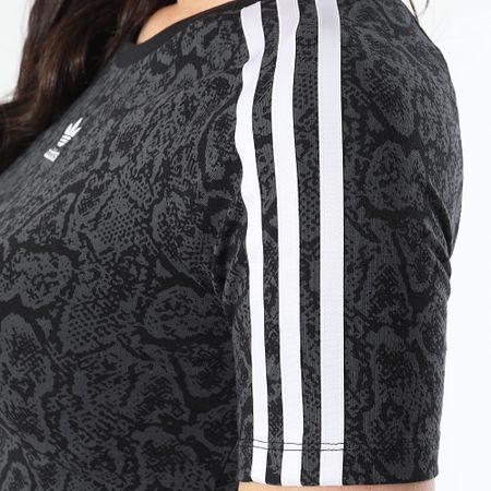 Adidas Originals - Camiseta de mujer con rayas Snake Baby JI8408 Negro Gris Antracita Snake