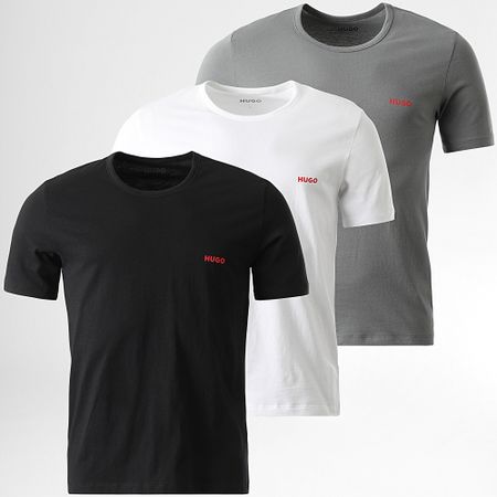 HUGO - Lote de 3 camisetas 50532811 Negro Gris Blanco
