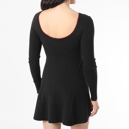 Tommy Jeans - Vestido jersey manga larga Cable 9469 Mujer Negro