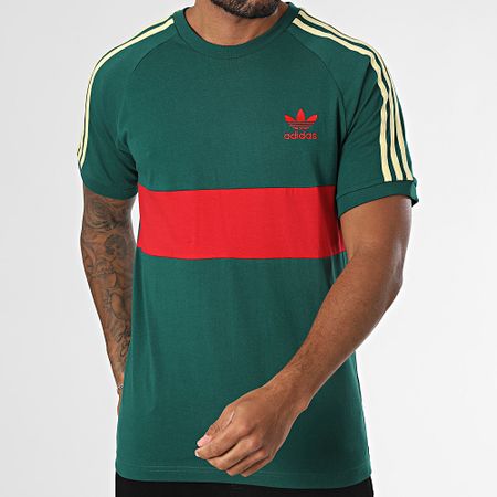 Adidas Originals - Panel Tee Shirt JD4277 Verde Oscuro Rojo
