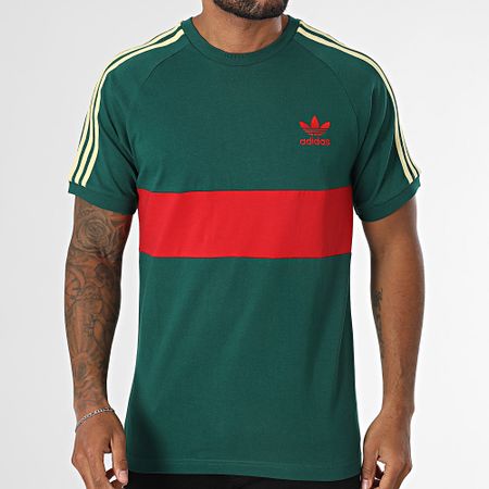 Adidas Originals - Panel Tee Shirt JD4277 Verde Oscuro Rojo