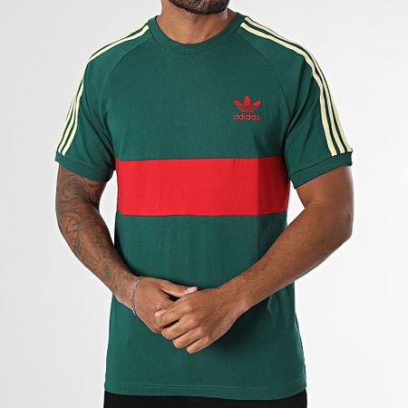 Adidas Originals - Panel Tee Shirt JD4277 Verde Oscuro Rojo