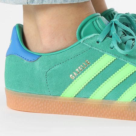 Adidas Originals - Gazelle Mujer Zapatillas J JP7127 Seco Verde Solar Verde Azul Ave