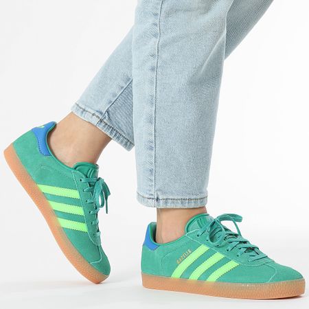 Adidas Originals - Gazelle Mujer Zapatillas J JP7127 Seco Verde Solar Verde Azul Ave
