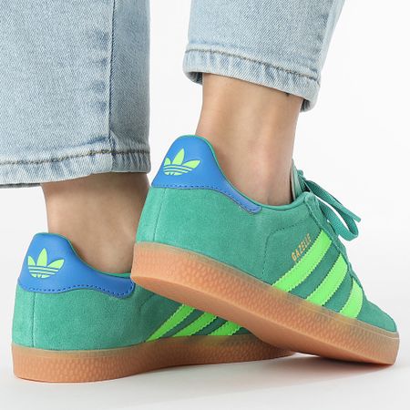 Adidas Originals - Gazelle Mujer Zapatillas J JP7127 Seco Verde Solar Verde Azul Ave