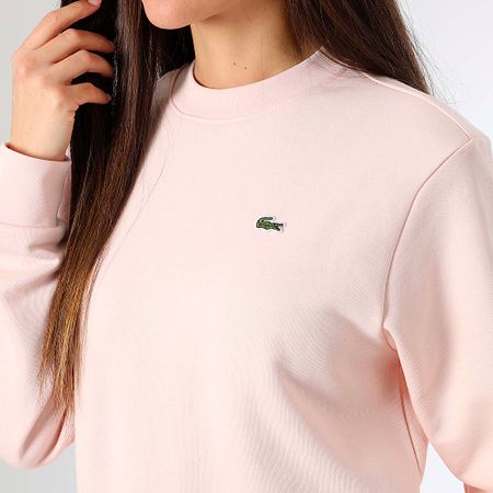 Lacoste - Sudadera de cuello redondo para mujer Logo Cocodrilo Bordado Relaxed Fit Rosa