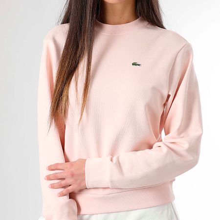 Lacoste - Sudadera de cuello redondo para mujer Logo Cocodrilo Bordado Relaxed Fit Rosa