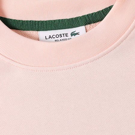 Lacoste - Sudadera de cuello redondo para mujer Logo Cocodrilo Bordado Relaxed Fit Rosa