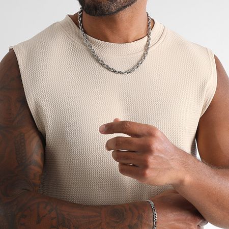 LBO - Conjunto de camiseta de tirantes y pantalón corto de jogging con textura de gofre 1757 Beige