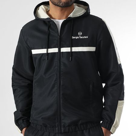 Sergio Tacchini - Prannie 40846 Chaqueta con cremallera y capucha a rayas negro beige