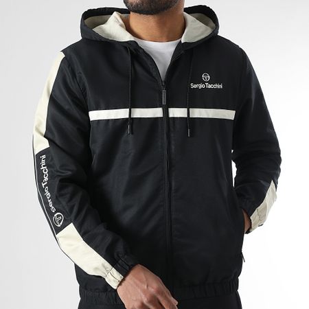 Sergio Tacchini - Prannie 40846 Chaqueta con cremallera y capucha a rayas negro beige