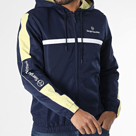 Sergio Tacchini - Prannie 40846 Chaqueta con capucha y cremallera a rayas azul marino, amarillo y blanco