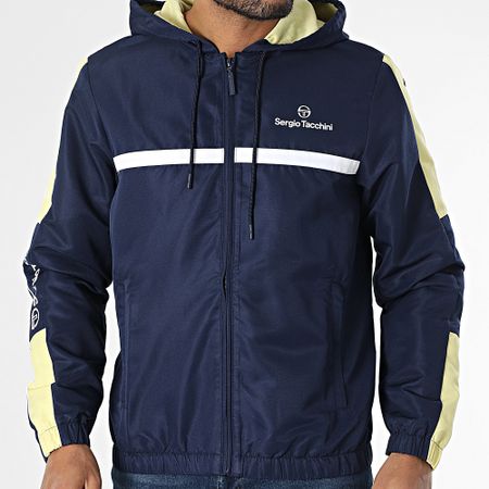 Sergio Tacchini - Prannie 40846 Chaqueta con capucha y cremallera a rayas azul marino, amarillo y blanco