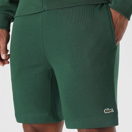 Lacoste - Pantalón Corto Logo Cocodrilo Bordado Verde Oscuro