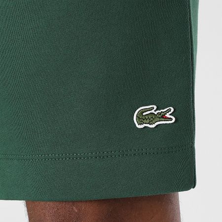 Lacoste - Pantalón Corto Logo Cocodrilo Bordado Verde Oscuro