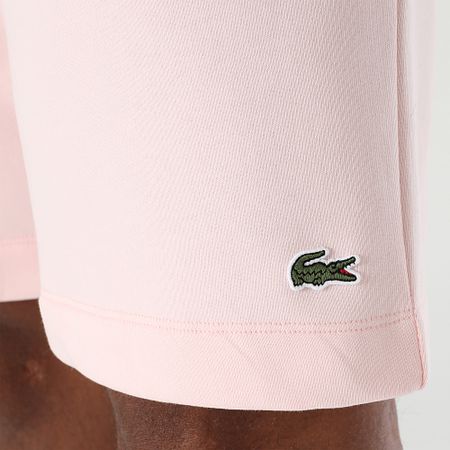 Lacoste - Pantalón corto de jogging con logotipo bordado en cocodrilo rosa