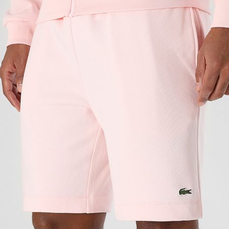 Lacoste - Pantalón corto de jogging con logotipo bordado en cocodrilo rosa