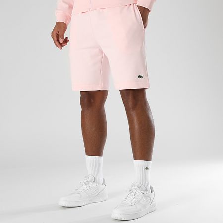 Lacoste - Pantalón corto de jogging con logotipo bordado en cocodrilo rosa