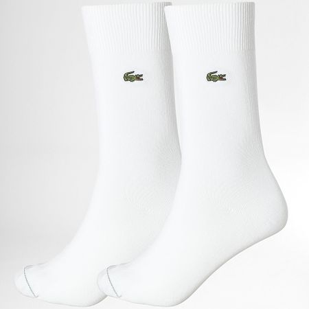 Lacoste - 2 Pares De Calcetines Con Logo Bordado Cocodrilo Blanco