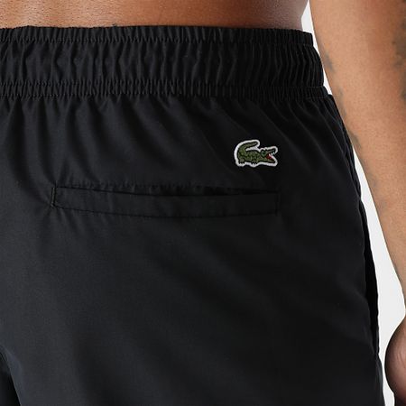 Lacoste - Shorts de baño cortos con estampado de cocodrilo Negro