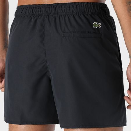 Lacoste - Shorts de baño cortos con estampado de cocodrilo Negro