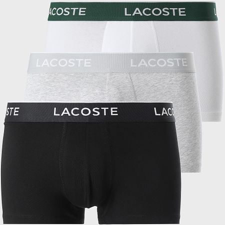 Lacoste - Juego de 3 calzoncillos bóxer Classic Black White Heather Grey